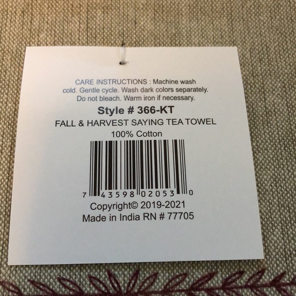 Fall Autumn Harvest Thanksgiving 100% Cotton Kitchen Tea Towel Gift Set - Picture 3 of 7